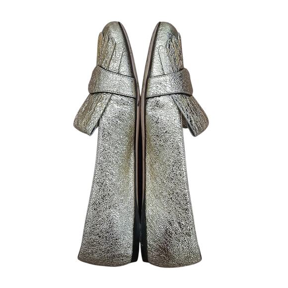 Gucci GG Marmont Fringe Ballet Flat Size 38 US 8 Gold Foil Leather Slipper - Picture 7 of 12